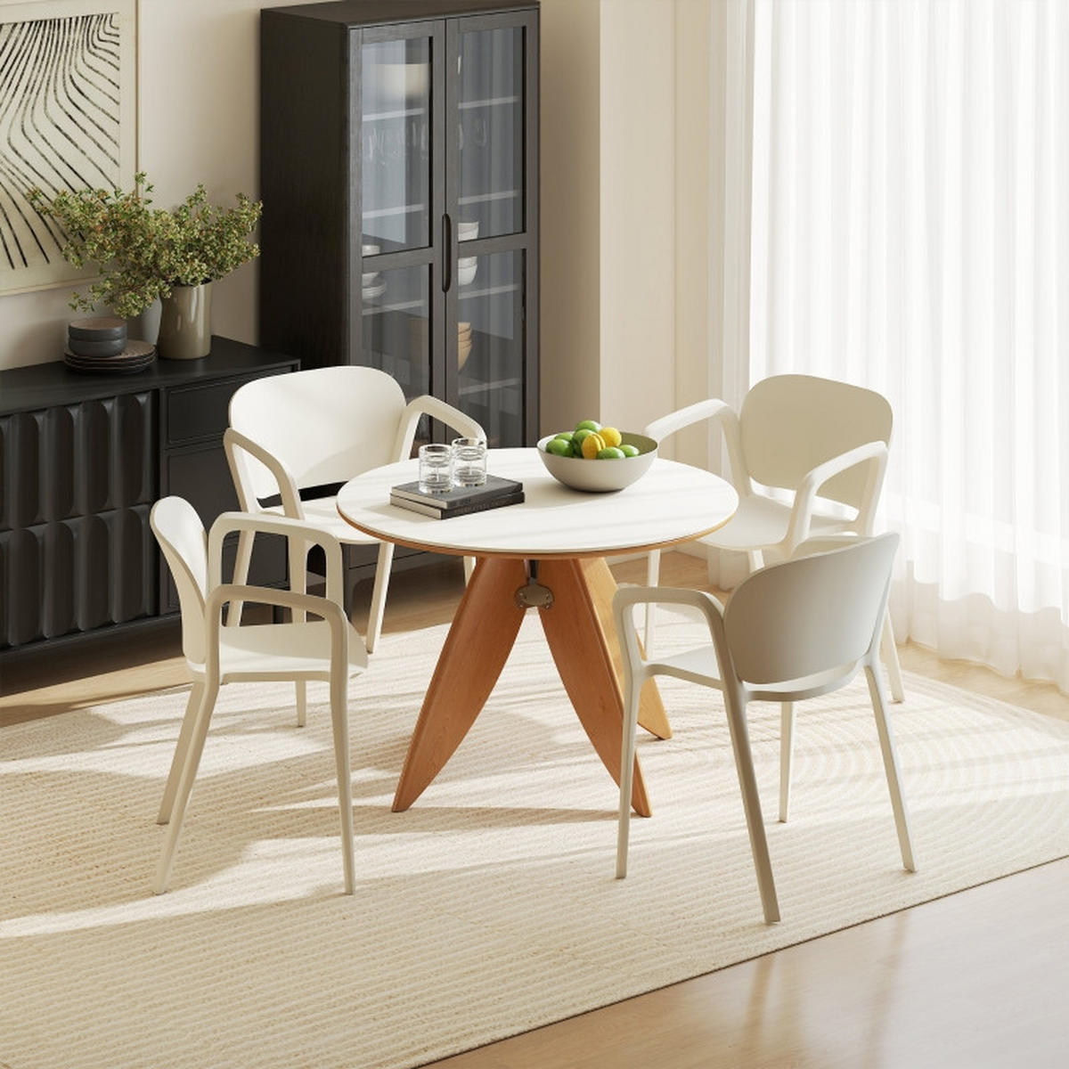 GARTENSTUHL 4er Set Kunststoff Armlehne 120 kg - Weiß, Kunststoff (60/75/56cm) - LEBENLANG