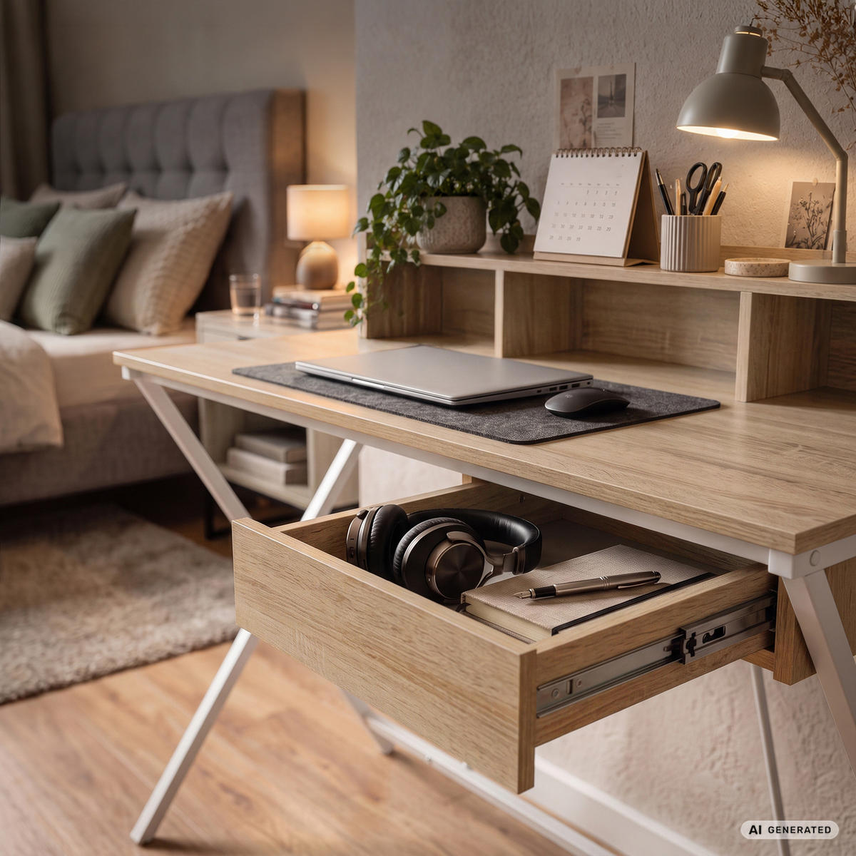 SCHREIBTISCH FLEXO 100 cm Eiche Sonoma - Weiß/Sonoma Eiche, Holzwerkstoff (100/50/89.5cm) - Akord