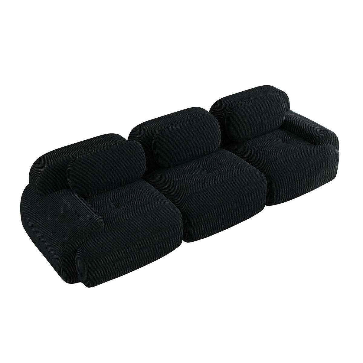 ECKSOFA 298/103/75 cm schwarz aus Cordstoff modular und rahmenlos ohne Montage - Schwarz, Textil (103/75/298cm) - OKWISH