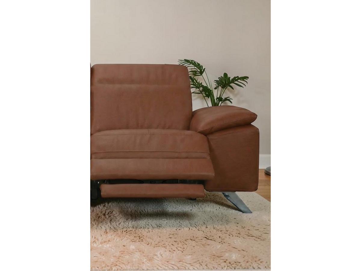 3-SITZER Sofa Genius Echtleder mit 2 x Relaxfunktion Cognacbraun - Cognac, Leder/Metall (220/80/104cm)
