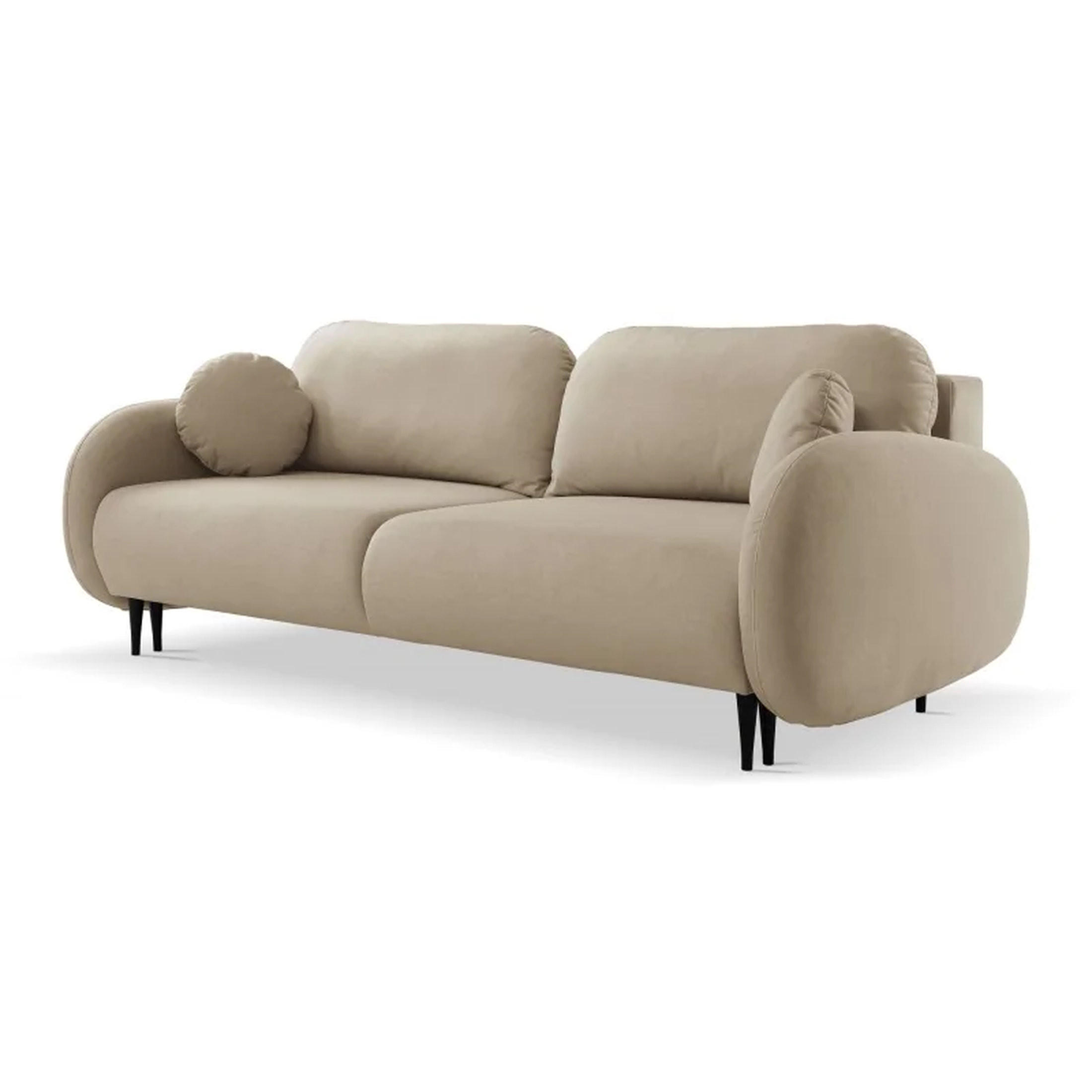 SCHLAFSOFA SOFTI, Sofa mit Schlaffunktion und Bettkasten, Farbe: Beige, Velourstoff - Beige, Textil (232/95/109cm) - Sepro Meble