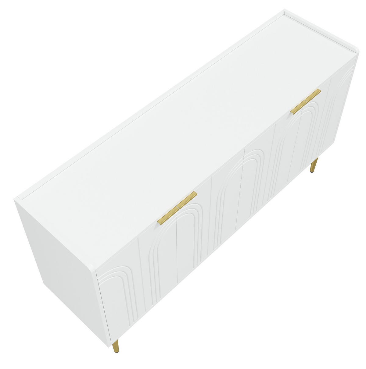 KOMMODE 140/38/75 cm aus MDF mit 4 Türen und verstellbaren Einlegeböden Weiß - Weiß, Holzwerkstoff (140/75/38cm) - Modenvie