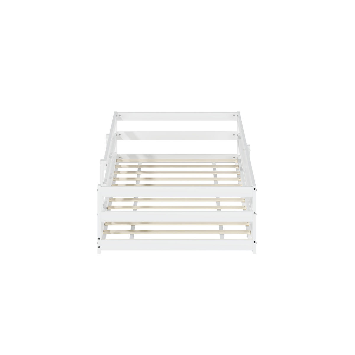 BODENBETT 90/200 cm DE-33039 mit Schutzgitter Weiß - Weiß, Holz (90/200cm) - ComfortXL