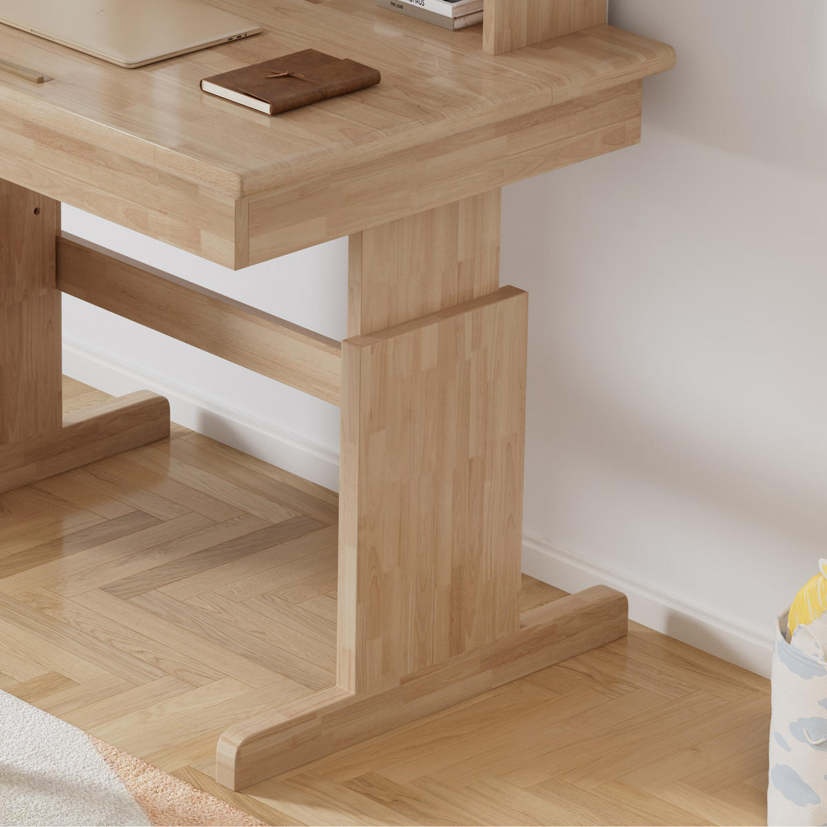 KINDERSCHREIBTISCH höhenverstellbar 80 x 60 cm Holz Natur - Braun, Holz (80/94/80cm) - Meubliv