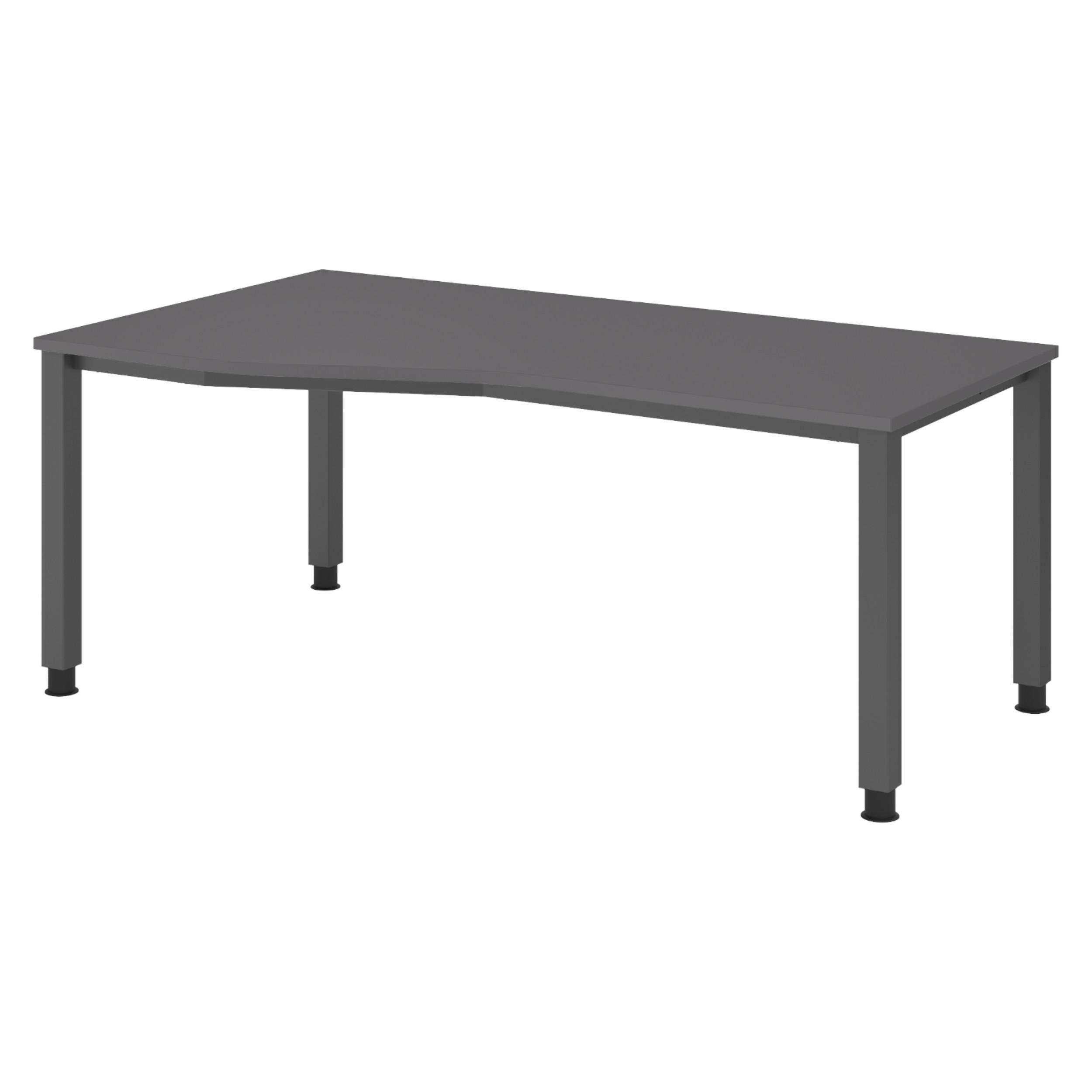 SCHREIBTISCH Serie-Q Gestell: Graphit 100/180/74 cm in Graphitfarben - Graphitfarben, Holzwerkstoff (100/180/74cm) - bümö