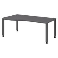 SCHREIBTISCH Serie-Q Gestell: Graphit 100/180/74 cm in Graphitfarben - Graphitfarben, Holzwerkstoff (100/180/74cm) - bümö