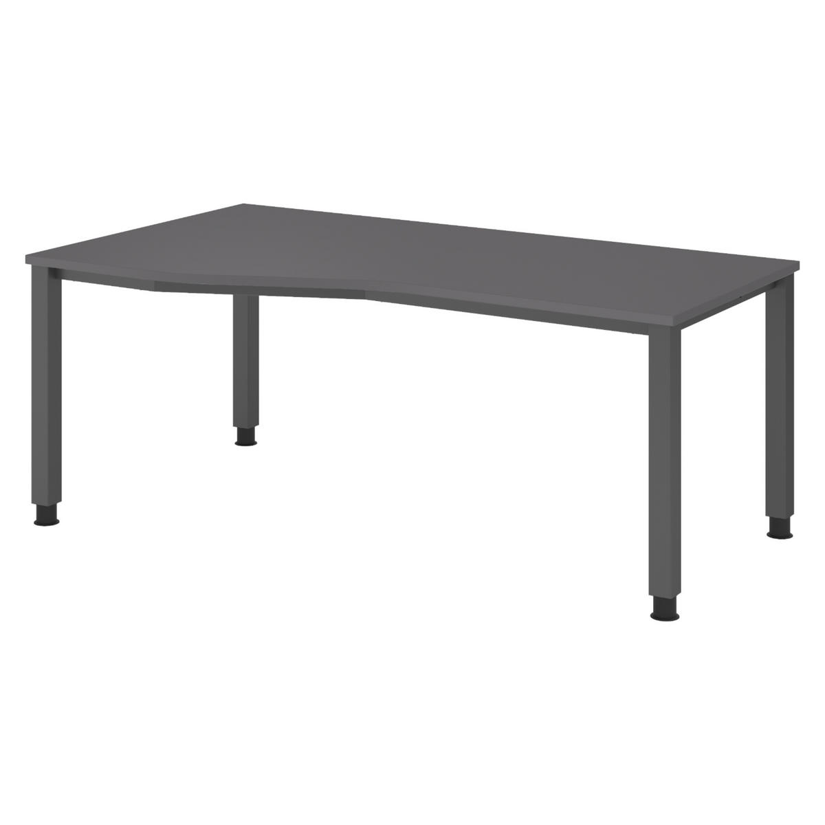 SCHREIBTISCH Serie-Q Gestell: Graphit 100/180/74 cm in Graphitfarben - Graphitfarben, Holzwerkstoff (100/180/74cm) - bümö