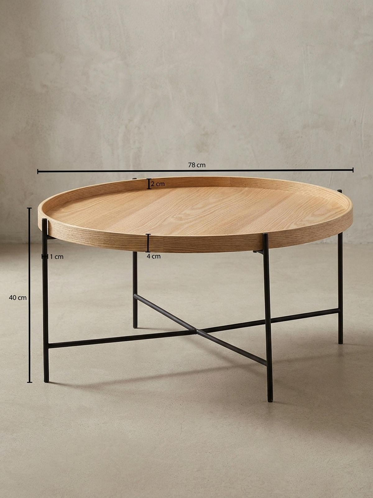 COUCHTISCH Eichenholz Furnier mit stabilem Metallgestell, Modernes zeitloses Design - Schwarz/Braun, Holz/Metall (78/78/40cm) - KADIMA DESIGN