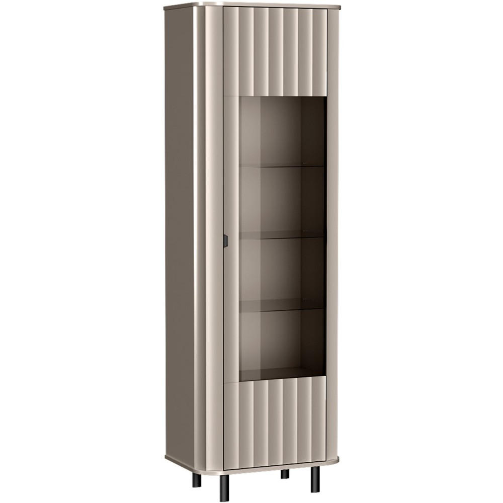 VITRINE Nevada mit 6 Einlegeböden 65 cm Taupe - Taupe/Schwarz, Holzwerkstoff/Metall (65/200/41cm) - Beautysofa