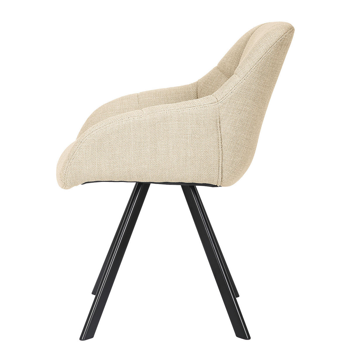 POLSTERSTUHL - Leinen / Eisen, 2er-Set - Creme/Schwarz, Metall (57/83/65cm) - home24