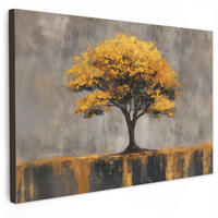 SLIKA NA PLATNU Drevo življenja 60x40 cm - siva, tekstil (60/40cm) - MuchoWow