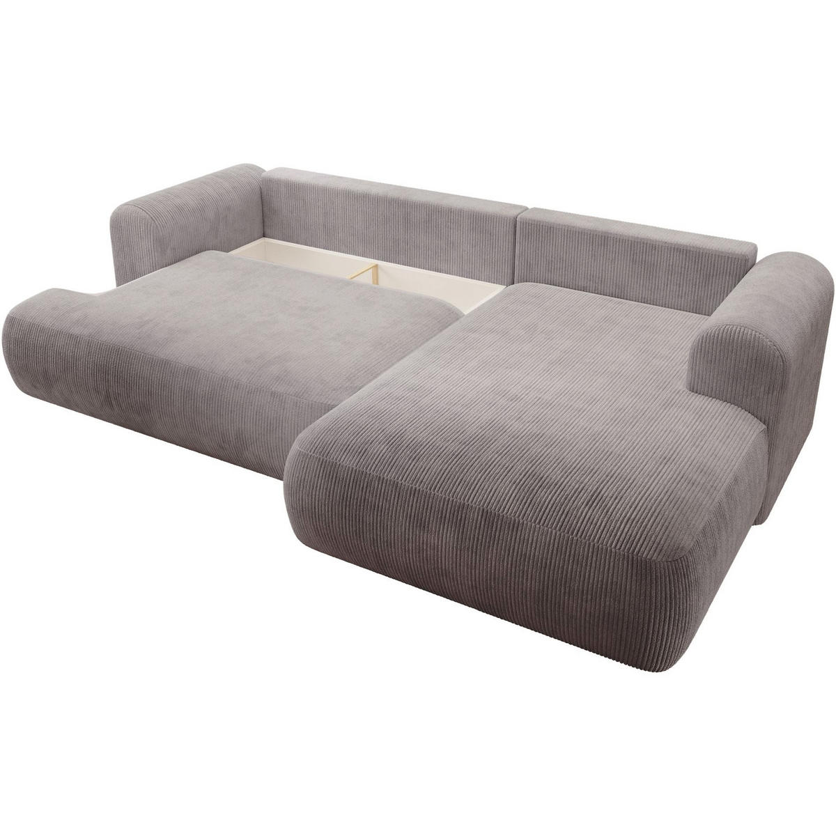 ECKSOFA Ovo Cord mit Cordbezug Hellgrau, rechts - Hellgrau/Schwarz, Textil (165/260cm) - Selsey