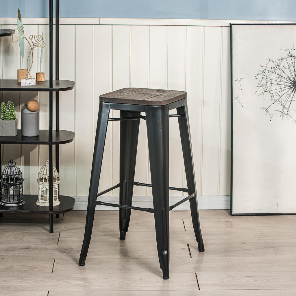 Thumbnail - Nordlys Barhocker, Schwarz, Holz, 43x75x43 cm, Esszimmer, Barmöbel, Barhocker