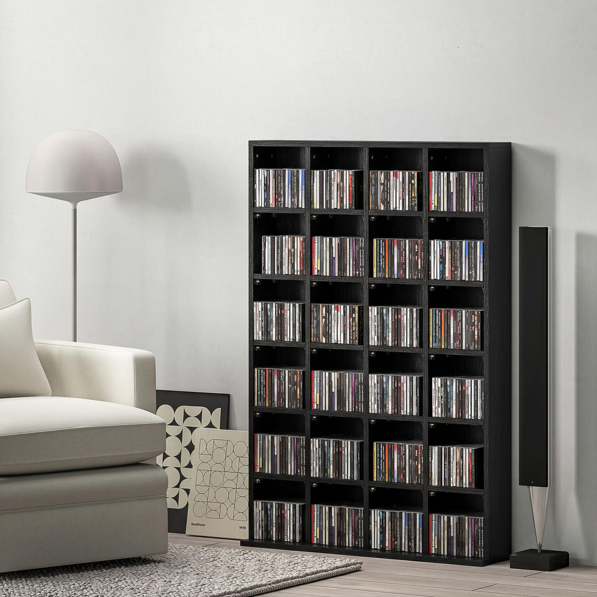 CD-REGAL DE-14442 für 456 CDs/336 DVDs, verstellbare Böden Schwarz - Schwarz, Holzwerkstoff (20/130.5/89cm) - ComfortXL