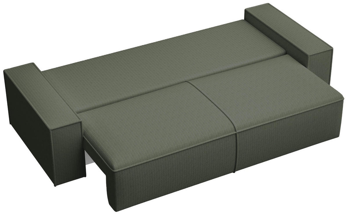 SOFA Farese Salbeigrün mit Cordbezug - Hellgrün, Textil (257/85/102cm) - Selsey