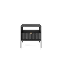 NACHTTISCH Font 54x56x39 cm - Modern Nachtschrank zum Schlafzimmer - EIN praktischer Commode aus Spanplatten - Schwarz - Schwarz, Holzwerkstoff (54/56/39cm) - Chilly