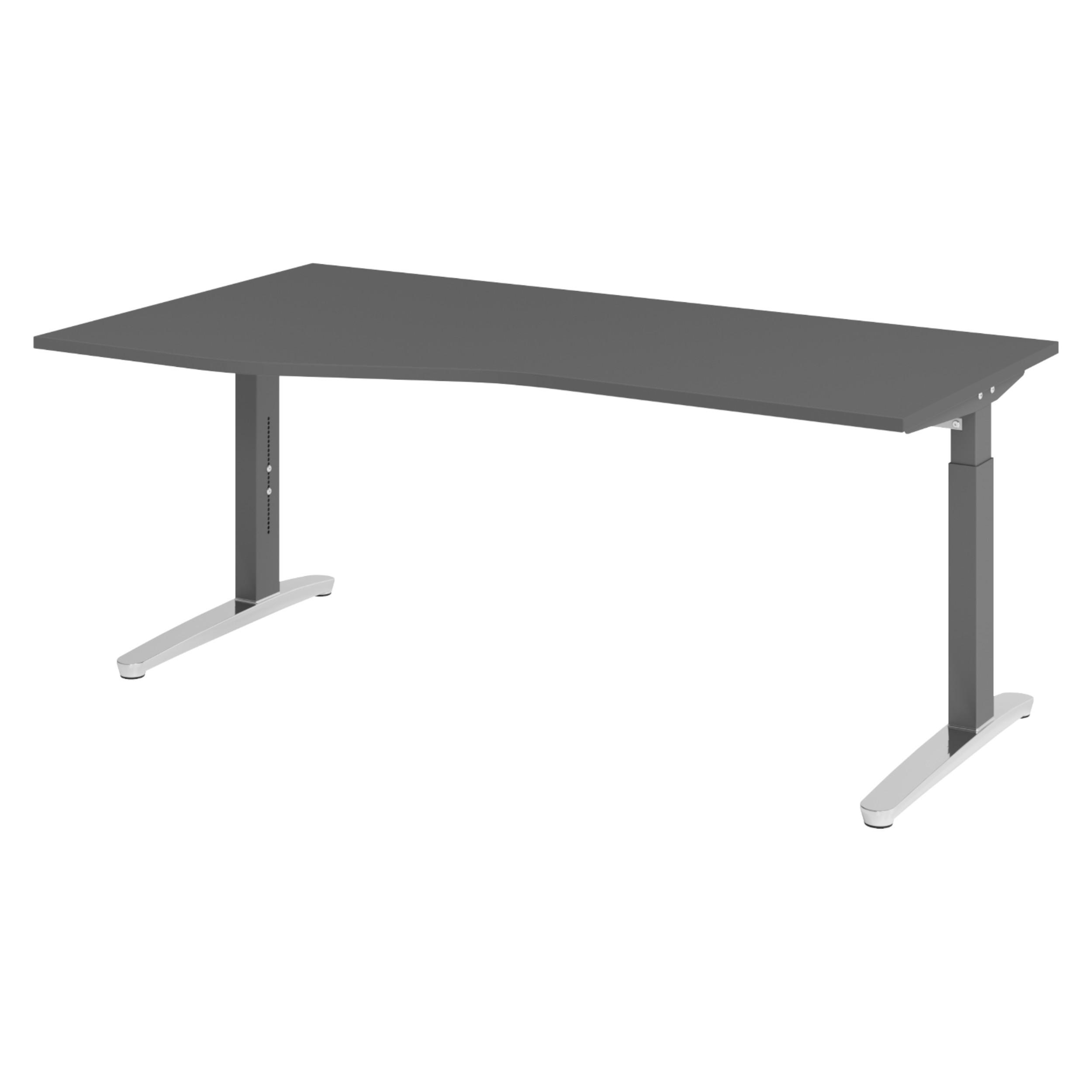 SCHREIBTISCH Serie-XB 100/180/74 cm in Graphitfarben/Graphitfarben/Alu poliert - Silberfarben/Graphitfarben, Holzwerkstoff (100/180/74cm) - bümö