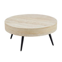 KONFERENČNÍ stolek 70/70/35,5 cm černá světlý dekor z MDF a kovu s nastavitelnými nožkami - černá, kompozitní dřevo (70/70/35.5cm) - OKWISH