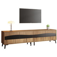 LOWBOARD 180/40/50 cm Natur/Schwarz aus Spanplatte mit 4 Schränken - Naturfarben, Holzwerkstoff (40/50/180cm) - OKMYHOME