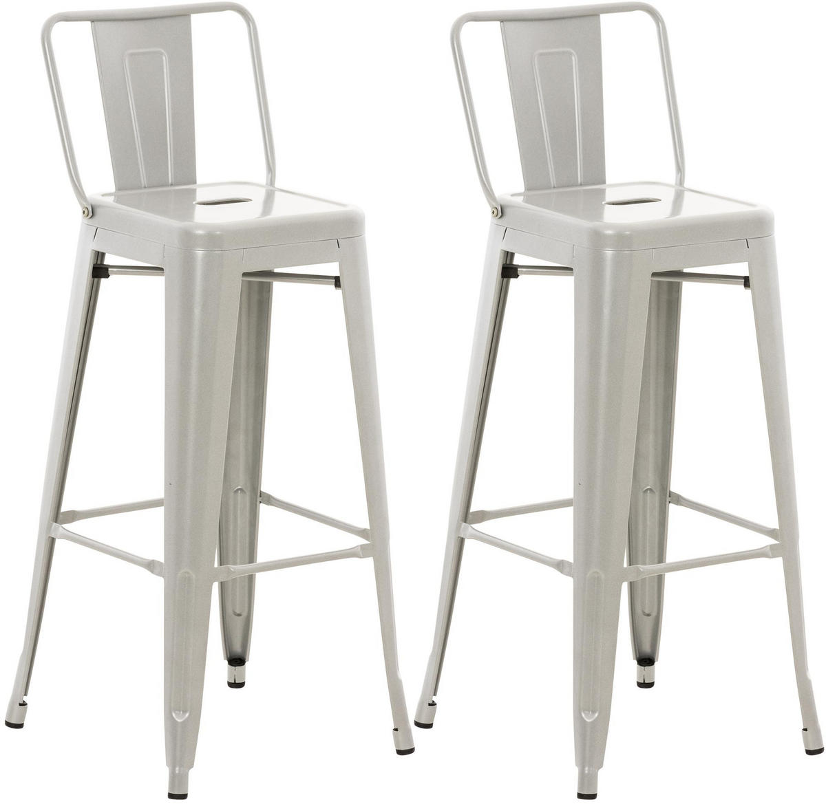 BARHOCKER 2er Set Metall Silber - Silberfarben, Metall (44/96/43cm) - CLP
