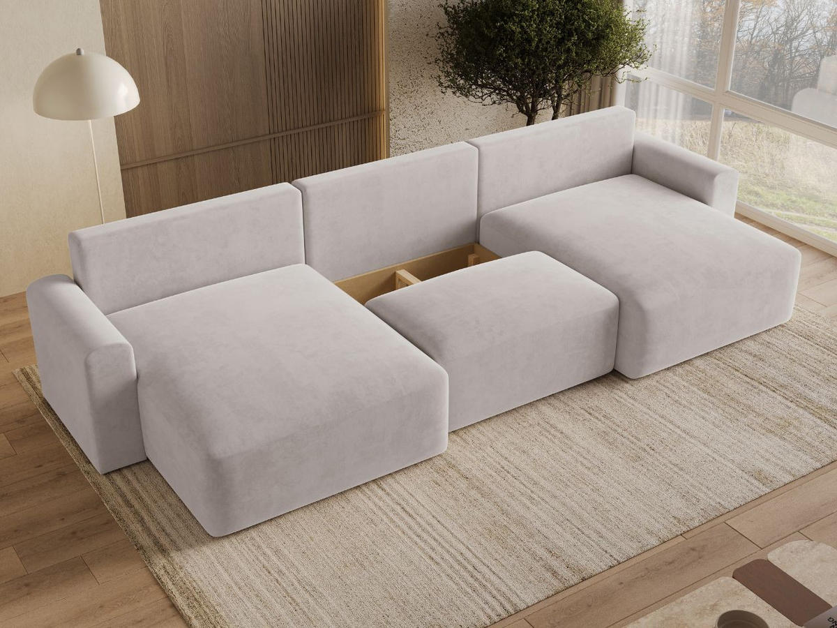 ECKSOFA U Aurora Grau - Grau, Holz/Textil (369/145cm) - Graingold