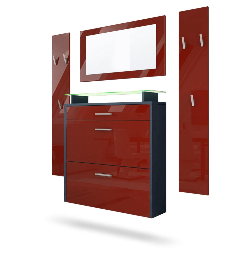 GARDEROBE Malea Fronten in Bordeaux Hochglanz - Bordeaux, Holzwerkstoff (180/180/23cm) - Vladon