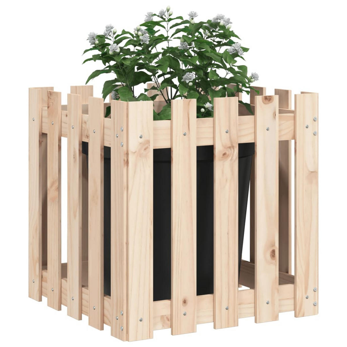 PFLANZKÜBEL Lattenzaun-Design 50x50x50 cm Massivholz Kiefer - Naturfarben, Holz (50/50/50cm)