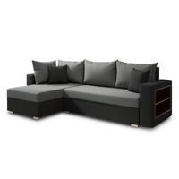 ECKSOFA Lord, Seite: Links - Schwarz/Grau, Holz/Textil (238/141cm) - Sofnet