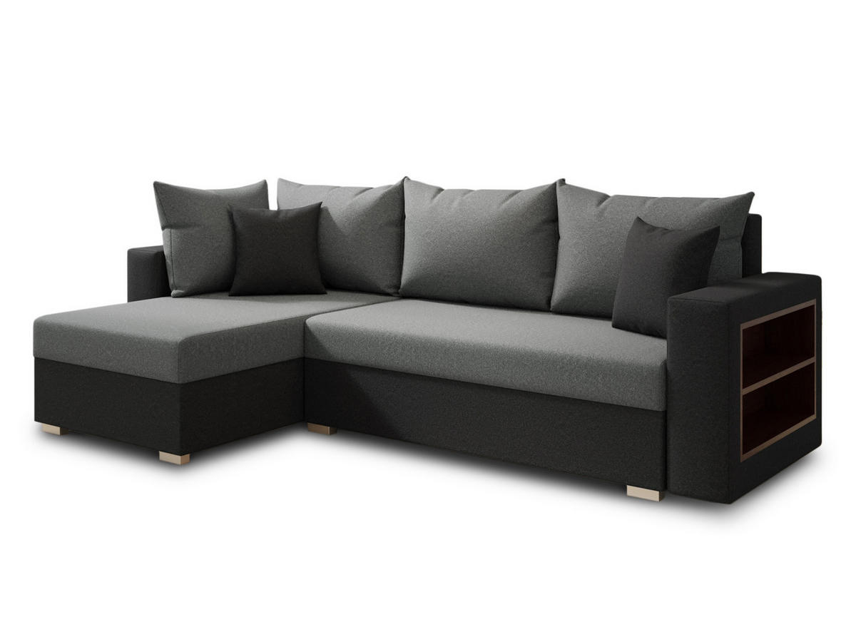 ECKSOFA Lord, Seite: Links - Schwarz/Grau, Holz/Textil (238/141cm) - Sofnet
