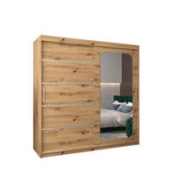 SCHWEBETÜRENSCHRANK 200/200/62 2-türig - Silberfarben/Eiche Artisan, Holz/Kunststoff (200/200/62cm) - MÖBEL KRYSPOL