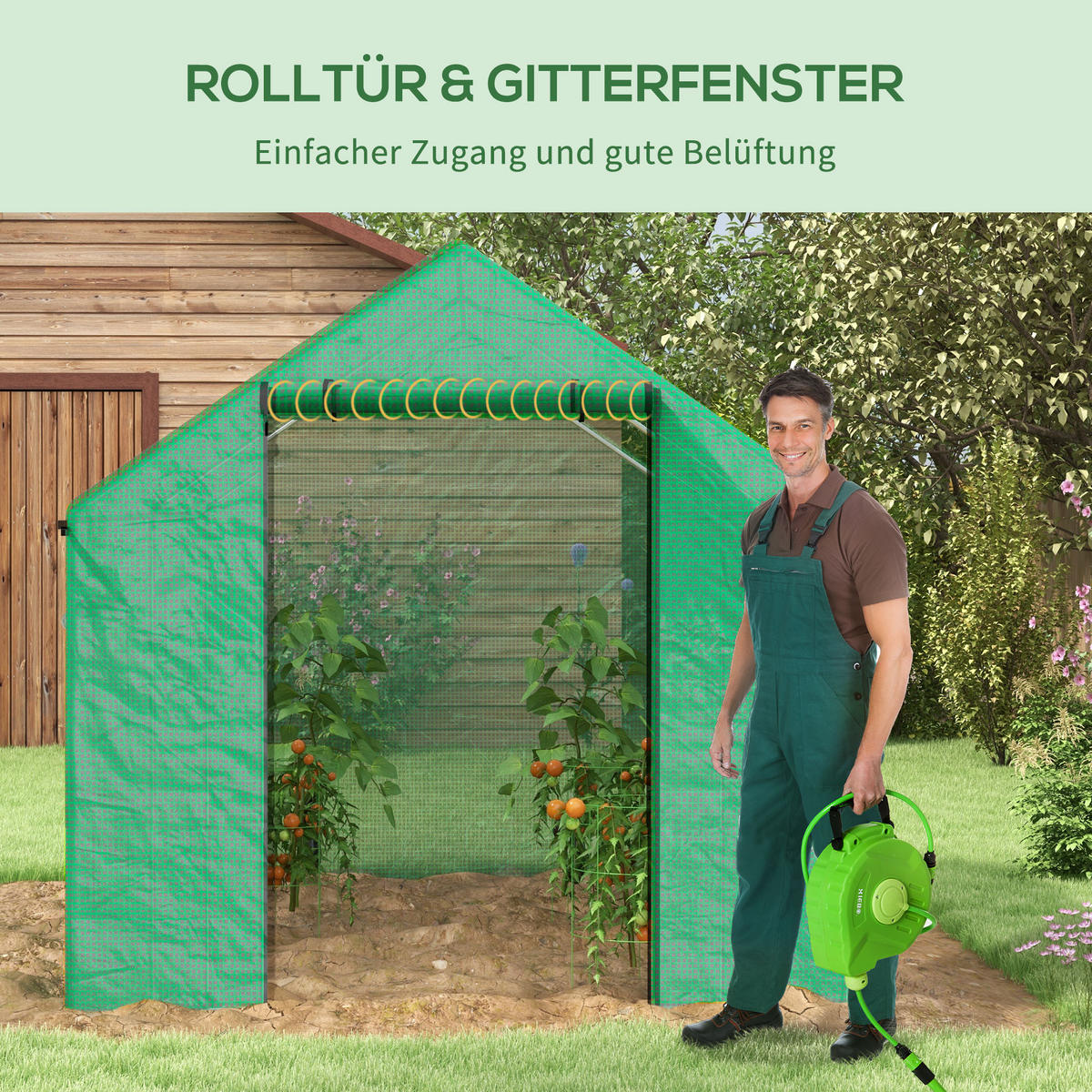 GEWÄCHSHAUS 2x3x2 m Tunnel grün - Grün, Metall (200/200/300cm) - Fortuna Lai