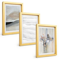 BILDER SET 3er Set - 20x30 cm Goldrahmen - Abstrakte Erdmuster - Goldfarben, Kunststoff (20/30cm) - TULUP