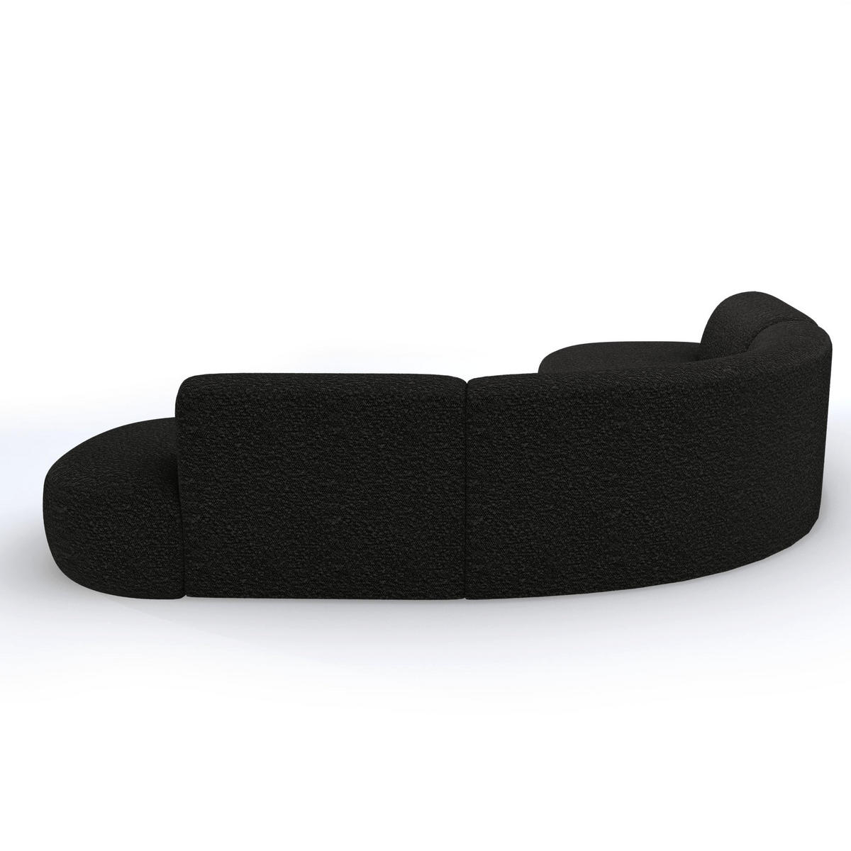 ECKSOFA WONDER Frottee Schwarz 90cm - Schwarz, Textil (90/250cm) - Premium Interiors