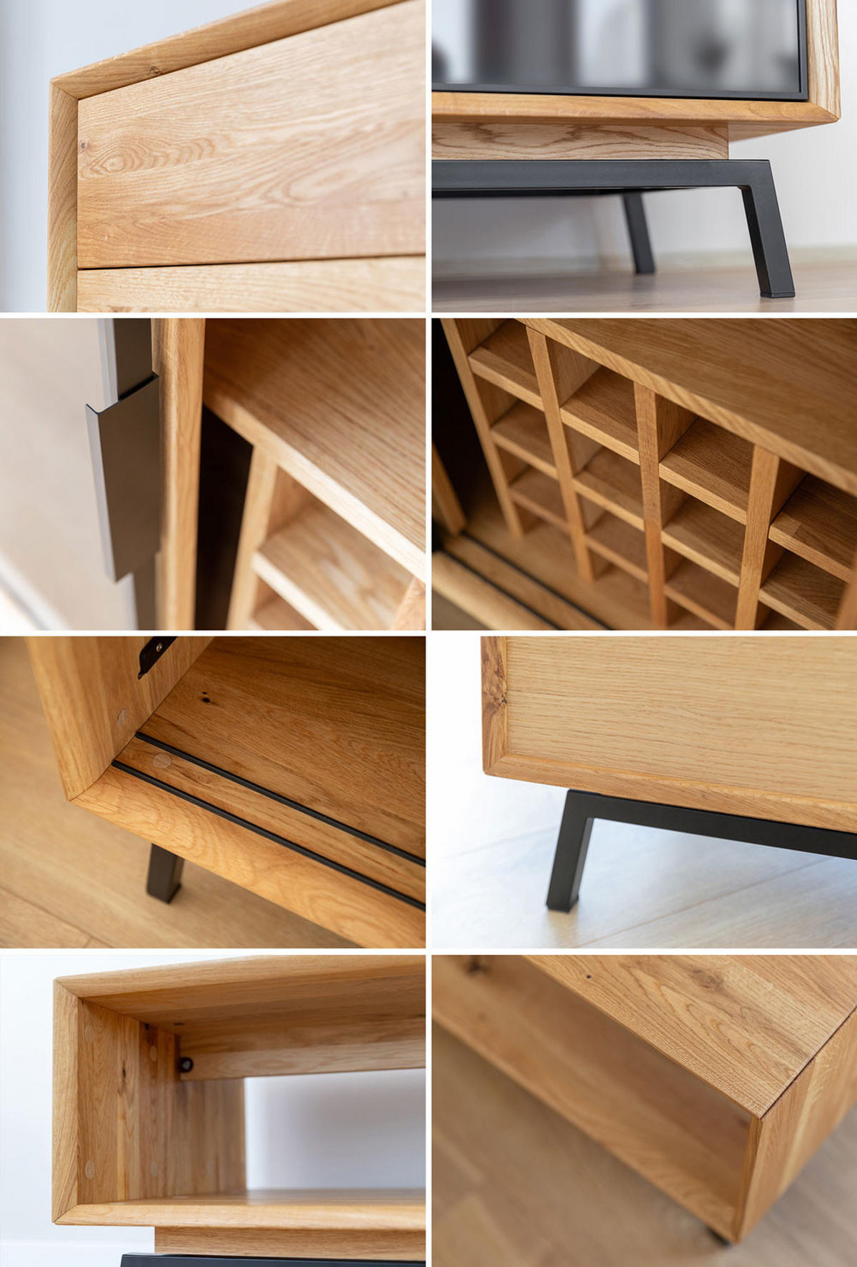 WOHNWAND 4er-Set Modern Loft Eiche Natur 523 / 60 / 101cm - Eichefarben/Schwarz, Holz/Metall (523/101/60cm) - Feldmann-Wohnen