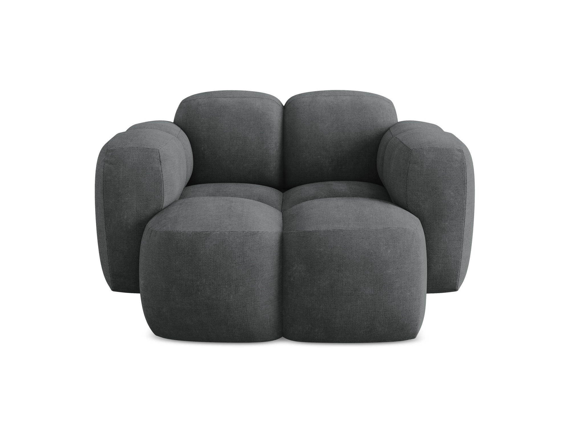 SESSEL Chenille Stoff Grau - Dunkelgrau/Schwarz, Holzwerkstoff/Kunststoff (120/72/115cm) - Makamii