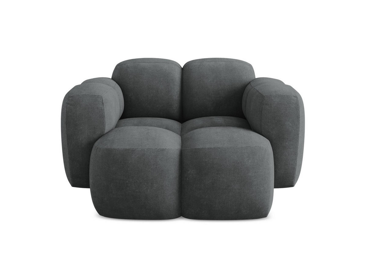 SESSEL Chenille Stoff Grau - Dunkelgrau/Schwarz, Holzwerkstoff/Kunststoff (120/72/115cm) - Makamii