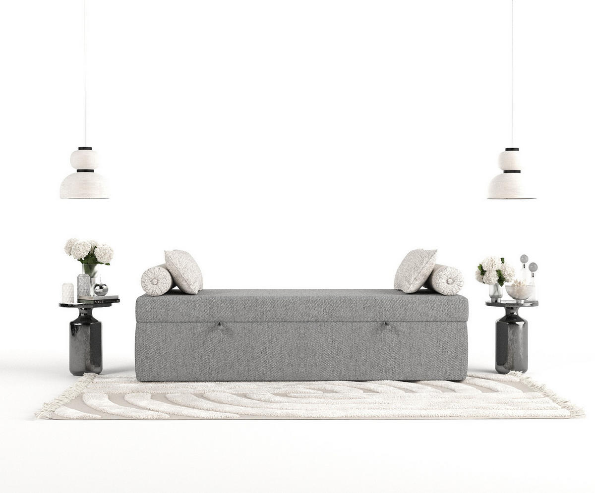 BOXBETT Lennon Grau 80/200 cm im Webstoff - Schwarz/Grau, Holz/Holzwerkstoff (80/200cm) - Maison de Reve