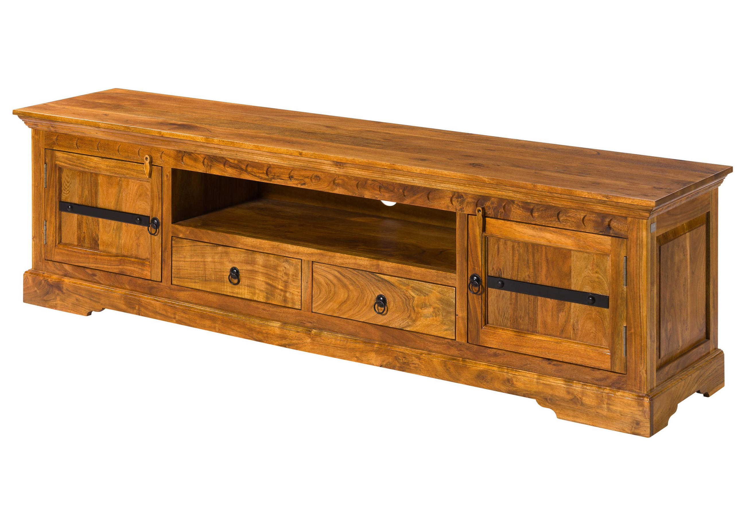 TV-BOARD Akazie 200x45x55 honig lackiert OXFORD #0326 - Braun, Holz (200/55/45cm) - Massivmoebel24