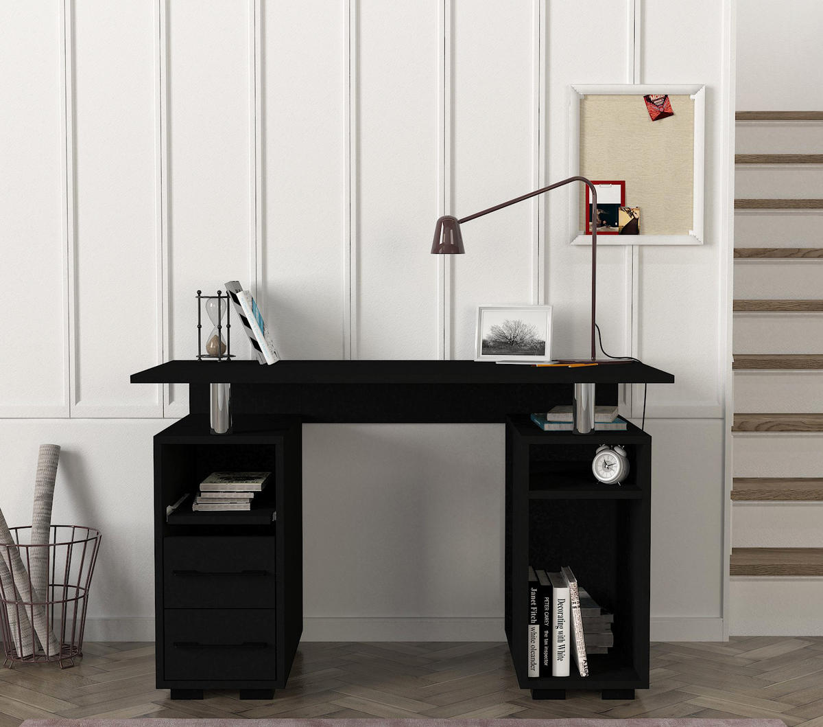 SCHREIBTISCH Bello Schwarz - Schwarz, Holzwerkstoff (60/120/74cm) - moebel17