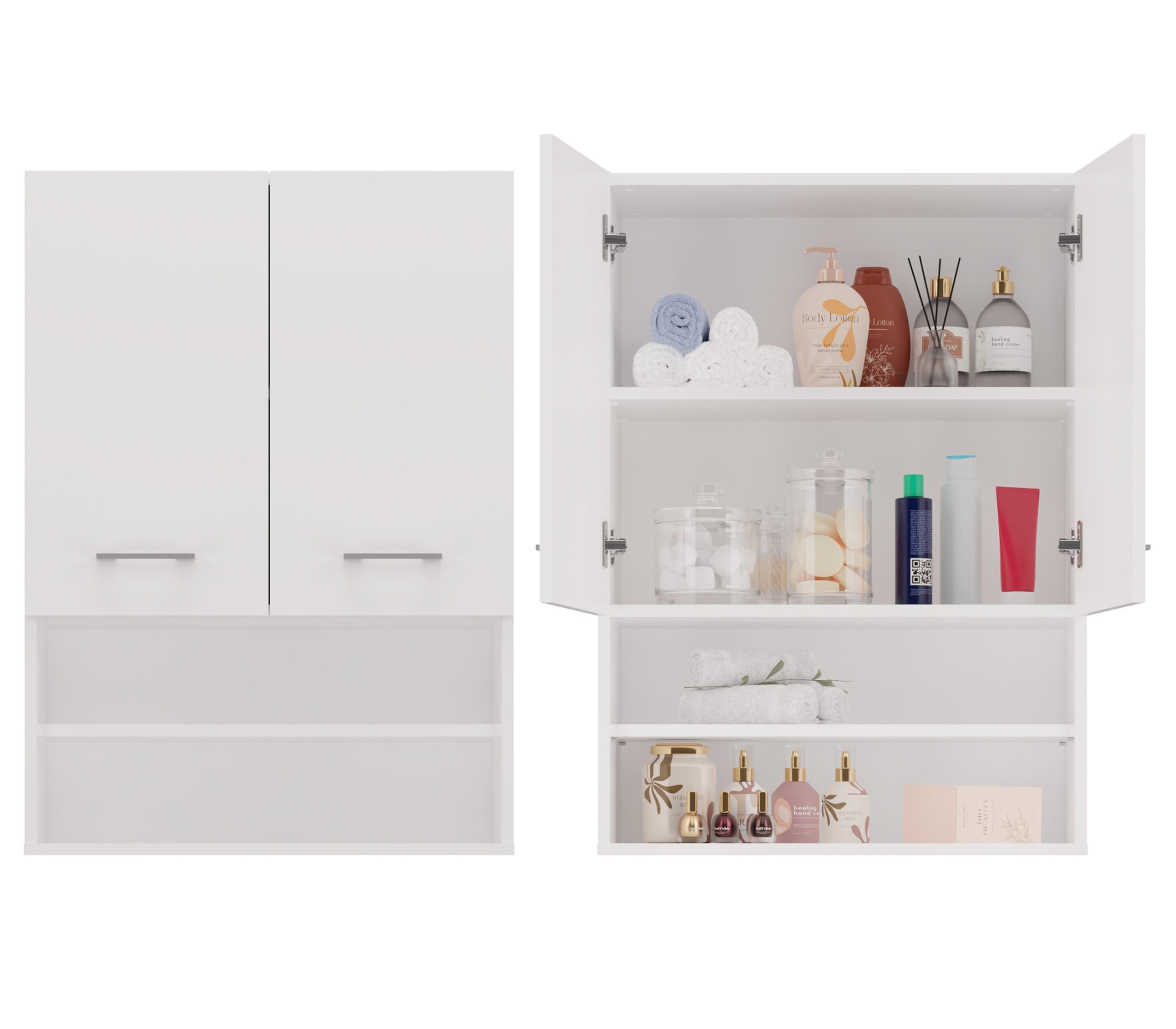 CDF Badezimmer-Hängeschrank Weiß 64x90x30 cm