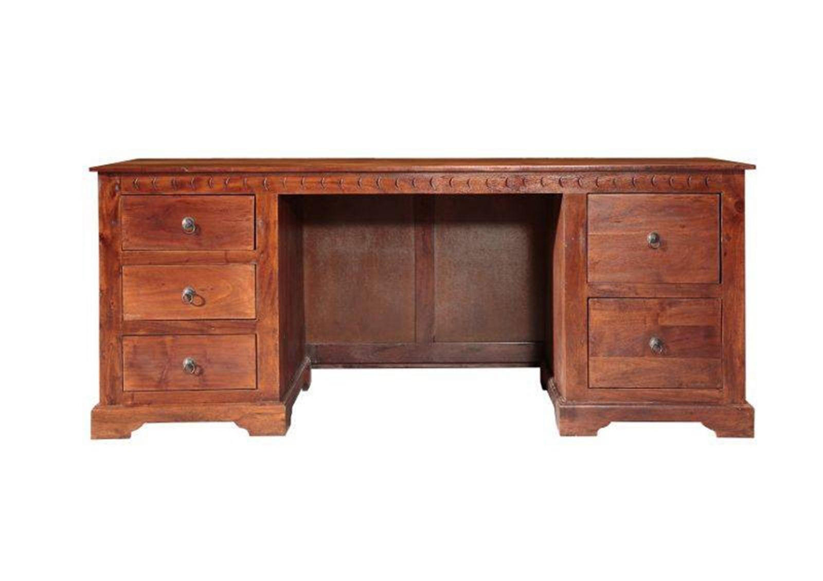 SCHREIBTISCH Akazie 180x80x74 nougat lackiert OXFORD #529 - Dunkelbraun, Holz (80/180/74cm) - Massivmoebel24