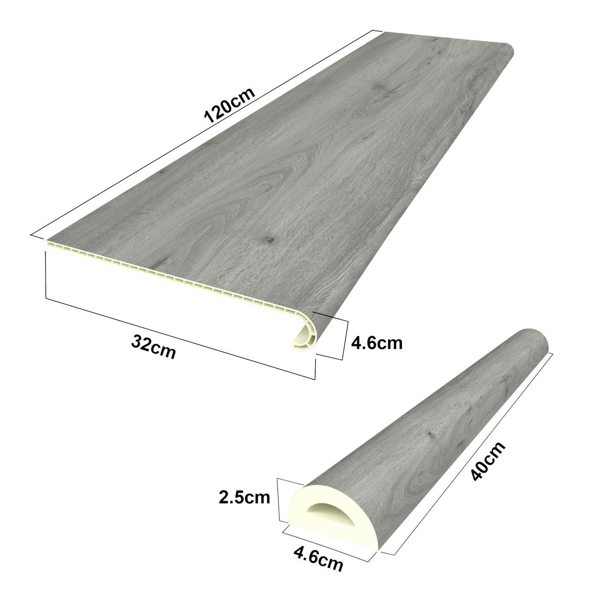 TREPPENVERKLEIDUNG-SET 4 TLG. Bunschoten - Grau, Kunststoff (120/32cm) - NEU.HOLZ
