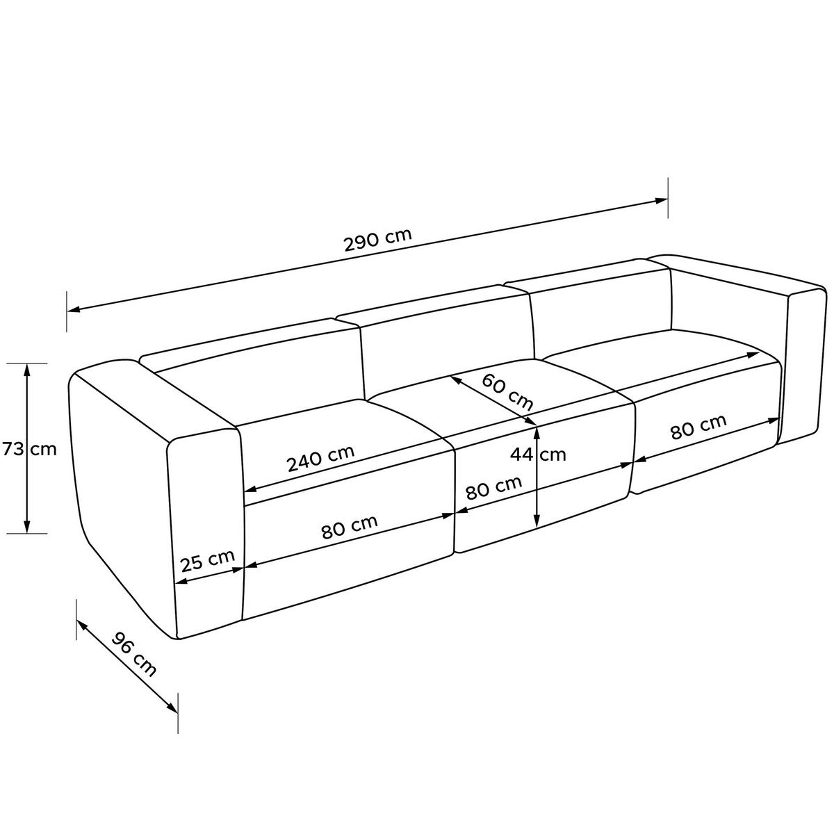 3-SITZER SOFA BUFFO, Hellbeige - Beige, Holz/Holzwerkstoff (290/73/96cm) - KONSIMO®