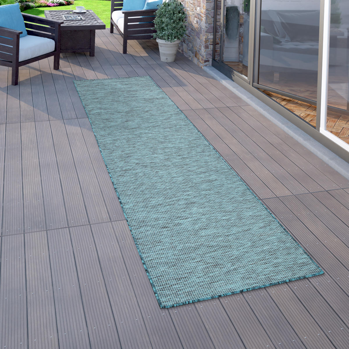 OUTDOORTEPPICH 60/100 cm Sonset 620 - Petrol, Textil (60/100cm) - Paco Home