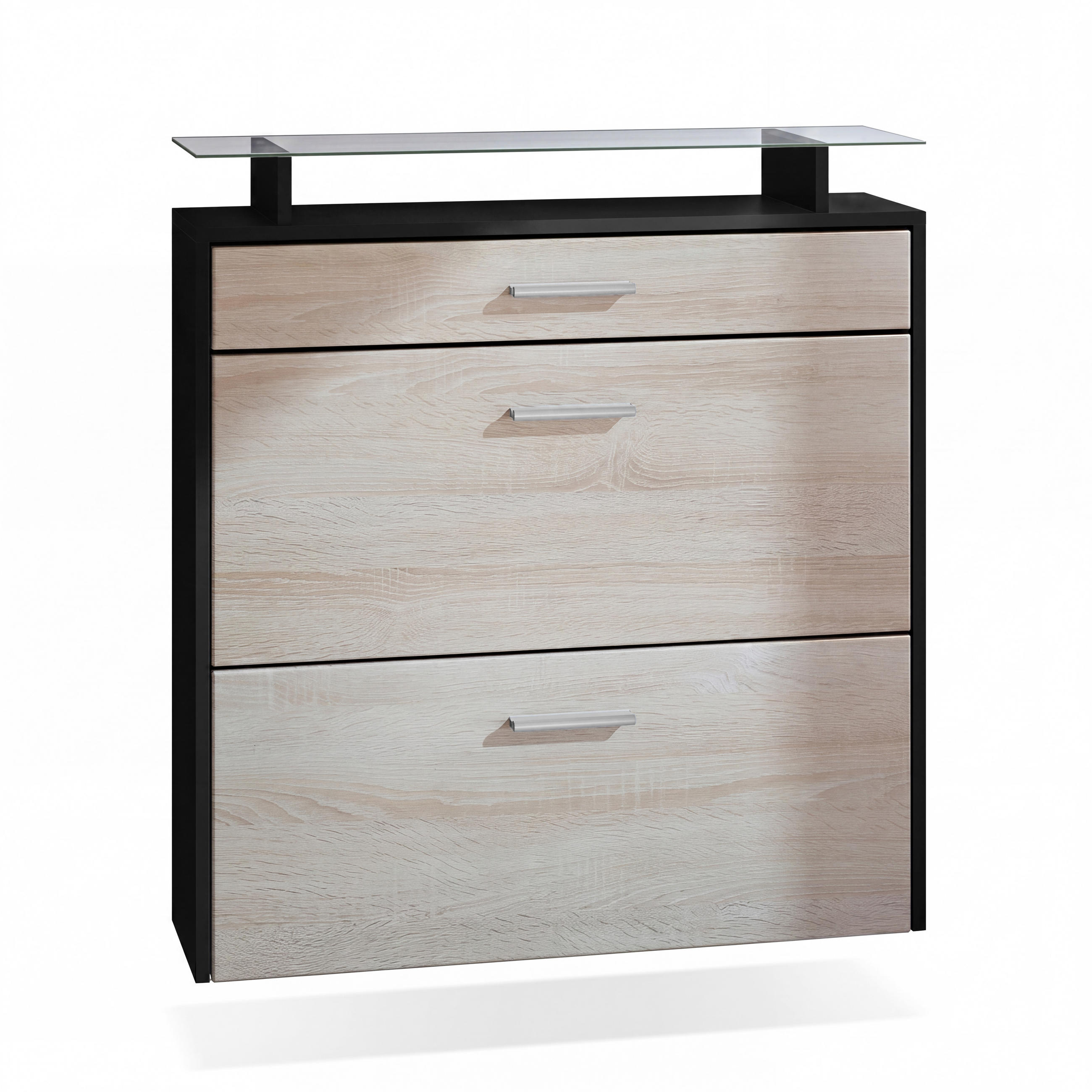 SCHUHSCHRANK Malea Front in Eiche sägerau - Eiche San Remo, Holzwerkstoff (89/96/23cm) - Vladon