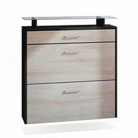 SCHUHSCHRANK Malea Front in Eiche sägerau - Eiche San Remo, Holzwerkstoff (89/96/23cm) - Vladon