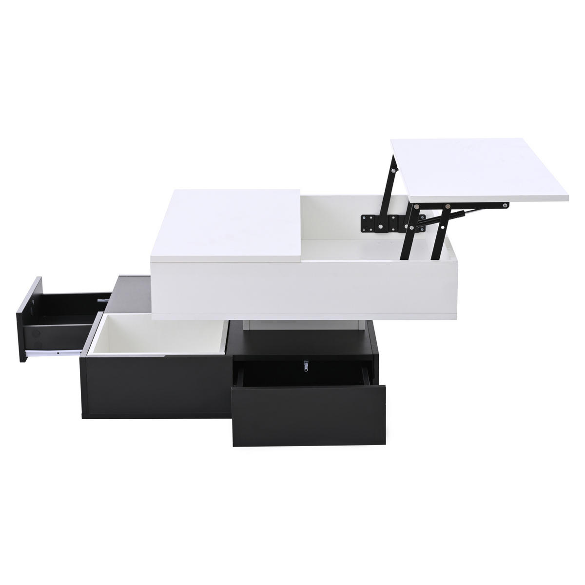 COUCHTISCH in Weiß und Schwarz Wohnzimmertisch mit 360°drehbarer Tischplatte für Esszimmer und Wohnzimmer, B70/T70/H40cm - Weiß, Holzwerkstoff/Metall (70/70/40cm) - STILVORA