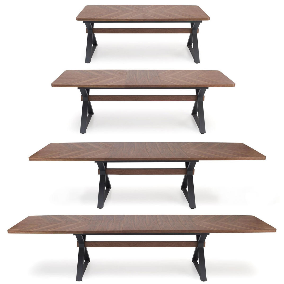 ESSTISCH Baron Nussbaum / schwarz 200-350 / 100 / 75cm - Nussbaumfarben/Schwarz, Holz/Holzwerkstoff (100/350/75cm) - Feldmann-Wohnen