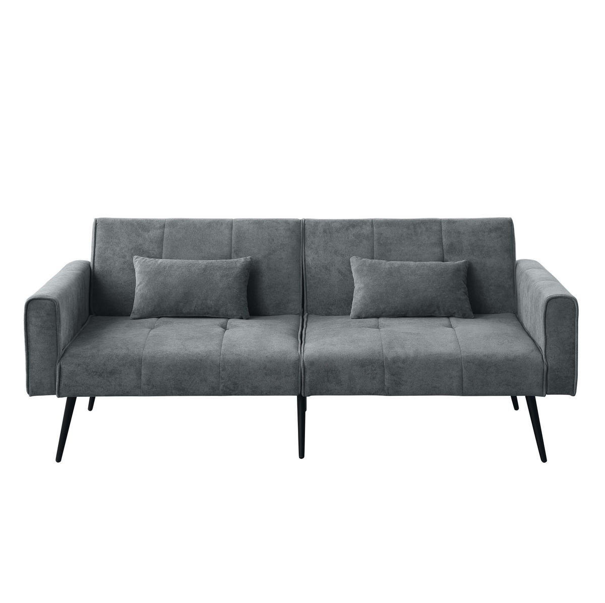 SCHLAFSOFA mit verstellbarer Rückenlehne Stoff Grau - Grau, Holzwerkstoff (175/71/71cm) - Meubliv