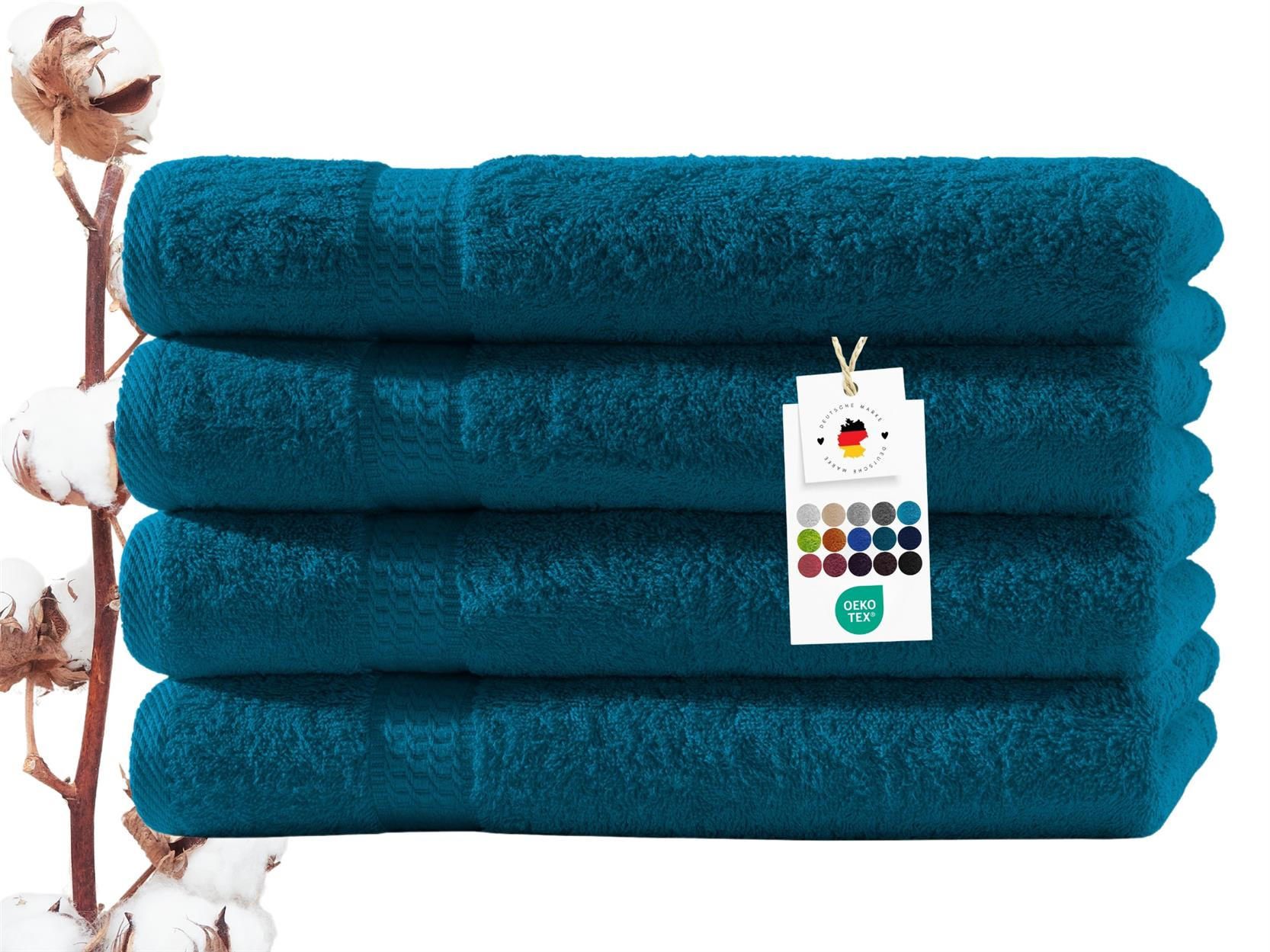 HANDTUCH 50x100 cm Frottier Handtücher im 4er Set aus 100% Baumwolle, Petrol 500g/m2 - Petrol, Textil (50/100cm) - Carpe Sonno